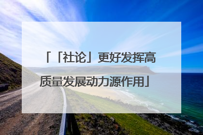 「社论」更好发挥高质量发展动力源作用