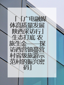 「广电融媒体高质量发展陕西采访行」生态打底 农旅生金——探访西营镇蔓营村省级旅游示范村的振兴密码
