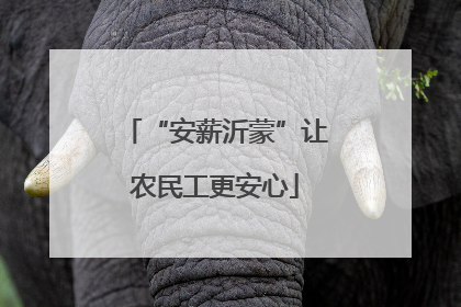 “安薪沂蒙”让农民工更安心