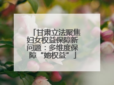 甘肃立法聚焦妇女权益保障新问题：多维度保障“她权益”
