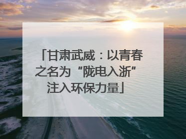 甘肃武威：以青春之名为“陇电入浙”注入环保力量