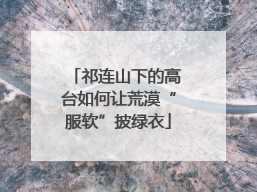 祁连山下的高台如何让荒漠“服软”披绿衣