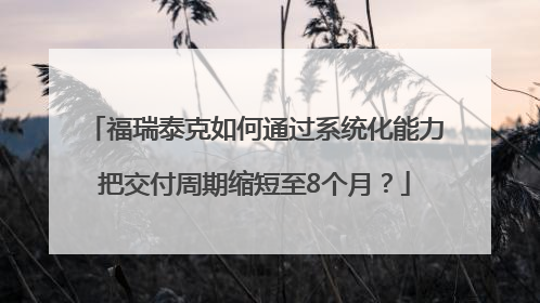 福瑞泰克如何通过系统化能力把交付周期缩短至8个月？