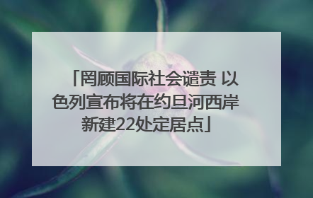罔顾国际社会谴责 以色列宣布将在约旦河西岸新建22处定居点