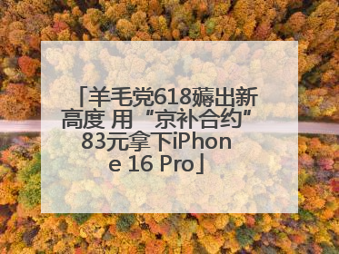羊毛党618薅出新高度 用“京补合约”83元拿下iPhone 16 Pro