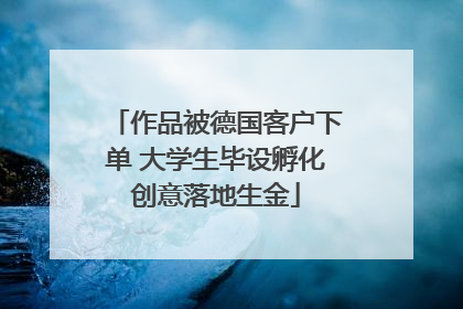 作品被德国客户下单 大学生毕设孵化创意落地生金