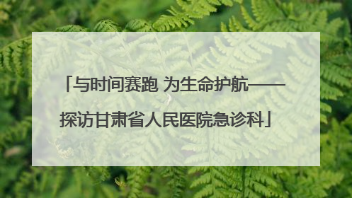 与时间赛跑 为生命护航——探访甘肃省人民医院急诊科