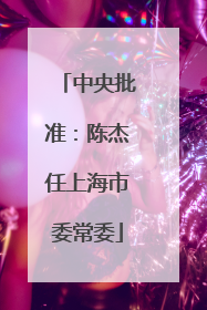 中央批准：陈杰任上海市委常委