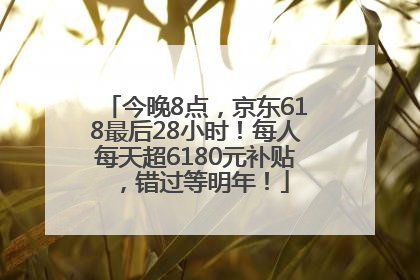 今晚8点，京东618最后28小时！每人每天超6180元补贴，错过等明年！