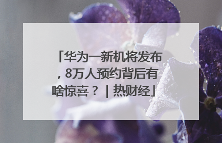 华为一新机将发布，8万人预约背后有啥惊喜？｜热财经