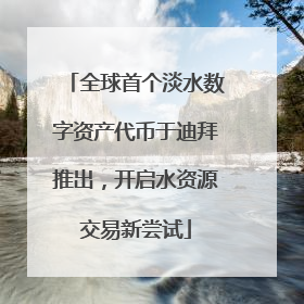全球首个淡水数字资产代币于迪拜推出，开启水资源交易新尝试