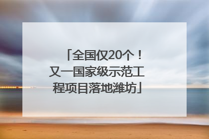 全国仅20个！又一国家级示范工程项目落地潍坊
