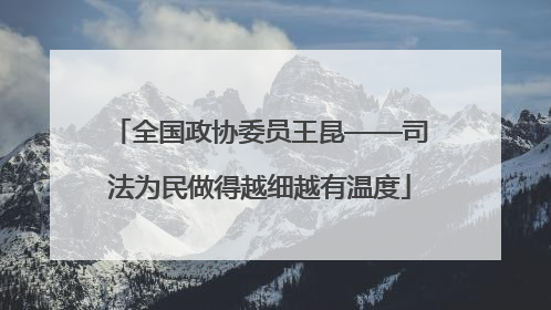 全国政协委员王昆——司法为民做得越细越有温度