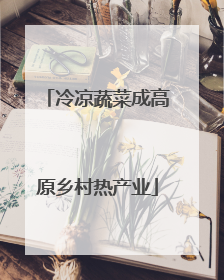 冷凉蔬菜成高原乡村热产业