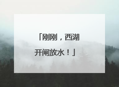 刚刚，西湖开闸放水！