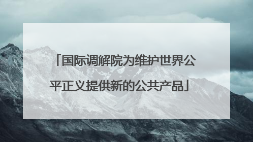 国际调解院为维护世界公平正义提供新的公共产品