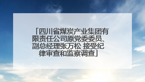 四川省煤炭产业集团有限责任公司原党委委员、副总经理张万松 接受纪律审查和监察调查