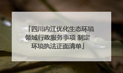 四川内江优化生态环境领域行政服务事项 制定环境执法正面清单