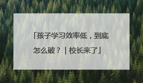 孩子学习效率低，到底怎么破？｜校长来了