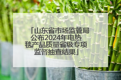 山东省市场监管局公布2024年电热毯产品质量省级专项监督抽查结果