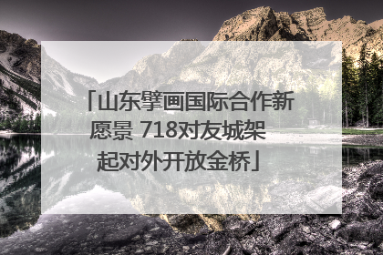 山东擘画国际合作新愿景 718对友城架起对外开放金桥