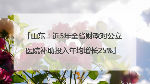 山东：近5年全省财政对公立医院补助投入年均增长25%