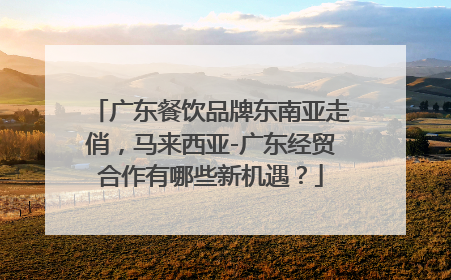 广东餐饮品牌东南亚走俏，马来西亚-广东经贸合作有哪些新机遇？
