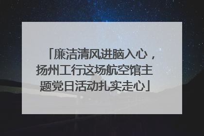 廉洁清风进脑入心，扬州工行这场航空馆主题党日活动扎实走心