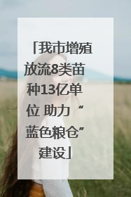 我市增殖放流8类苗种13亿单位 助力“蓝色粮仓”建设