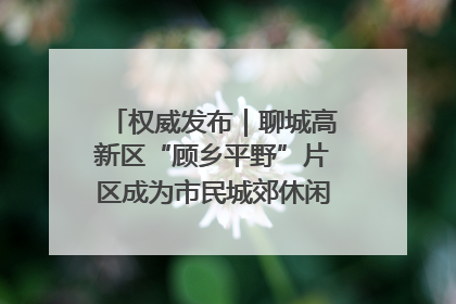 权威发布｜聊城高新区“顾乡平野”片区成为市民城郊休闲全新目的地