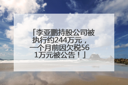 李亚鹏持股公司被执行约244万元，一个月前因欠税561万元被公告！