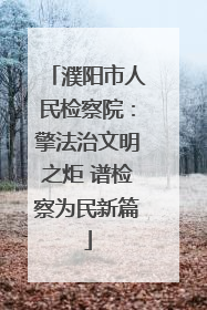 濮阳市人民检察院：擎法治文明之炬 谱检察为民新篇