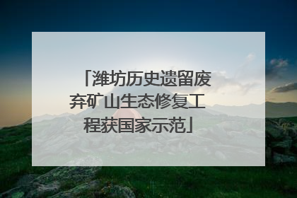 潍坊历史遗留废弃矿山生态修复工程获国家示范