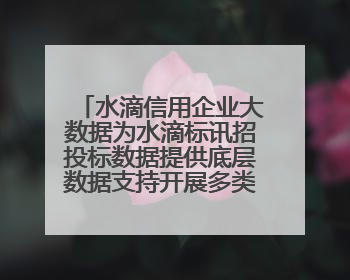 水滴信用企业大数据为水滴标讯招投标数据提供底层数据支持开展多类型服务