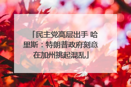 民主党高层出手 哈里斯：特朗普政府刻意在加州挑起混乱