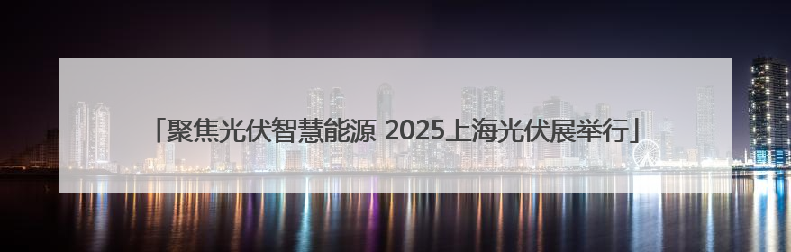 聚焦光伏智慧能源 2025上海光伏展举行