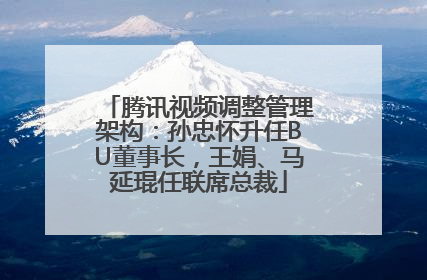腾讯视频调整管理架构：孙忠怀升任BU董事长，王娟、马延琨任联席总裁