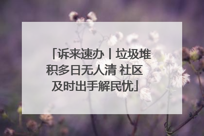 诉来速办丨垃圾堆积多日无人清 社区及时出手解民忧