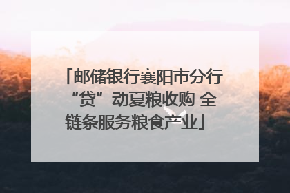 邮储银行襄阳市分行“贷”动夏粮收购 全链条服务粮食产业