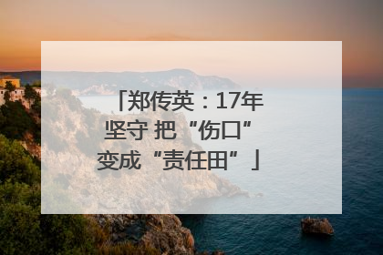 郑传英：17年坚守 把“伤口”变成“责任田”