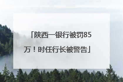 陕西一银行被罚85万！时任行长被警告