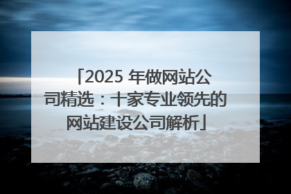 2025 年做网站公司精选：十家专业领先的网站建设公司解析