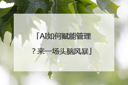 AI如何赋能管理？来一场头脑风暴